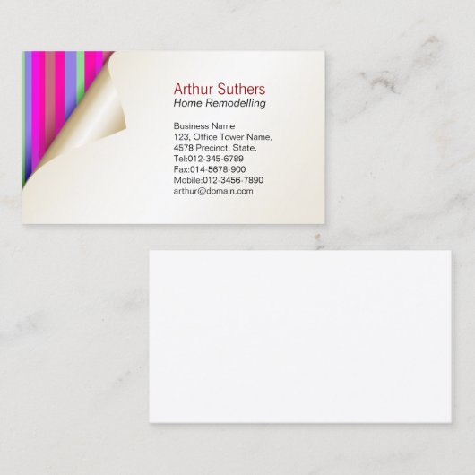Home Remodelling Visitekaartje Kleur Wallpaper (Voorkant / Achterkant)