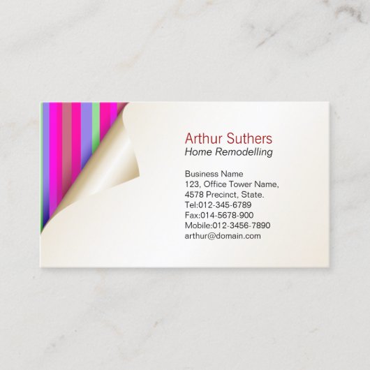 Home Remodelling Visitekaartje Kleur Wallpaper (Voorkant)