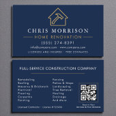 Home Renovatie Reparatie Marine Blauw Goud QR Code Visitekaartje