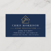 Home Renovatie Reparatie Marine Blauw Goud QR Code Visitekaartje (Voorkant)