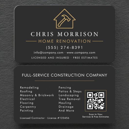 Home Renovation Repair QR Code Professional Visitekaartje