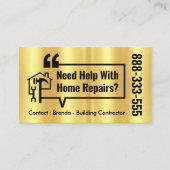 Home Repair Bubble Speech Gold Layer Visitekaartje (Voorkant)