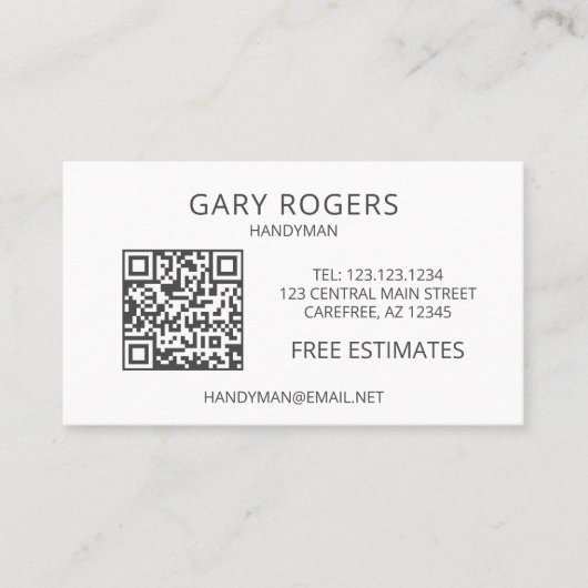 Home Repair Handyman QR-code Visitekaartje (Voorkant)