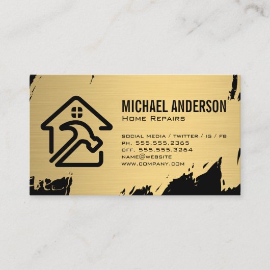 Home Repair Logo | Goudborstel Visitekaartje (Voorkant)