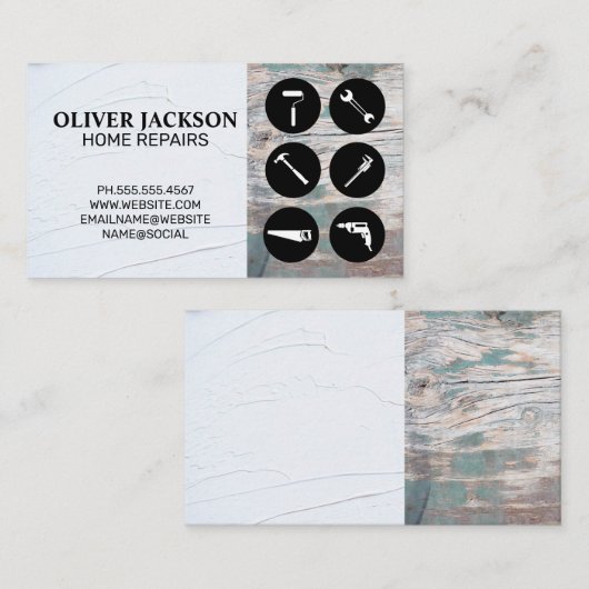 Home Repair Tools | Stucco | Hout Visitekaartje (Voorkant / Achterkant)