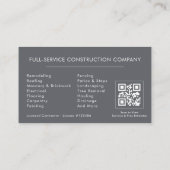 Home Repairs Contractor Gray Silver QR Code Visitekaartje (Achterkant)