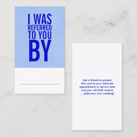 Home Reparatie en Onderhoud Referral Kaart (Voorkant / Achterkant)