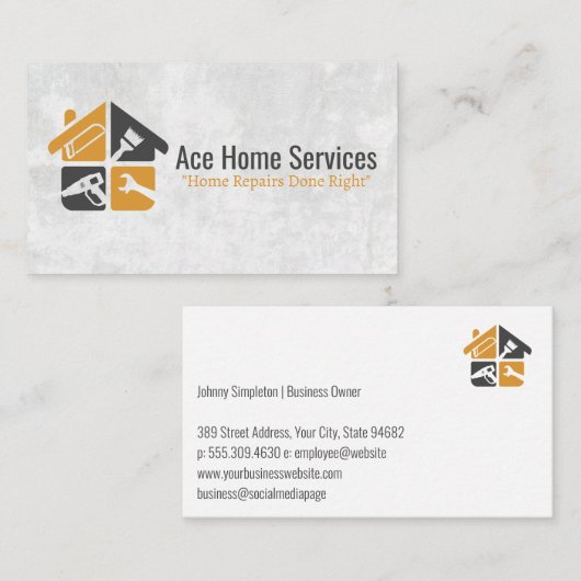 Home Reparatie Gereedschap | hoofdaannemer Visitekaartje (Voorkant / Achterkant)