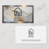 Home Reparatie Hammer Logo | Marmeren metalen rand Visitekaartje (Voorkant / Achterkant)