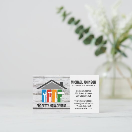 Home Reparatie Logo | hoofdaannemer Visitekaartje (Staand voorkant)