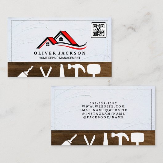 Home reparatie | Makelaar | Dak QR-code Visitekaartje (Voorkant / Achterkant)