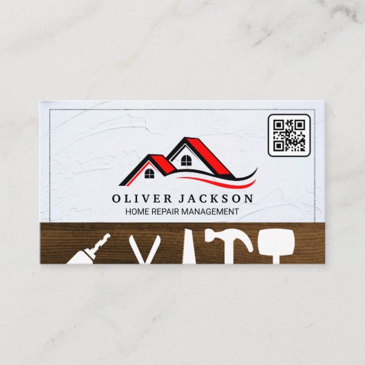 Home reparatie | Makelaar | Dak QR-code Visitekaartje (Voorkant)