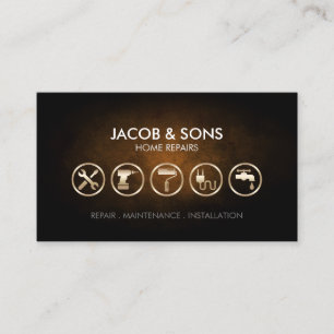 Home Reparaties Gouden Pictogrammen Koper Grunge Visitekaartje