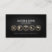 Home Reparaties Gouden Pictogrammen Metalen Grunge Visitekaartje (Voorkant)