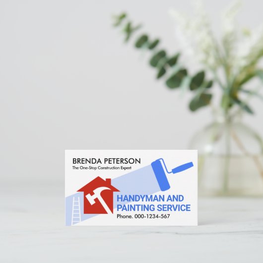 Home Reparaties Schilderij Handyman Worker Visitekaartje (Staand voorkant)