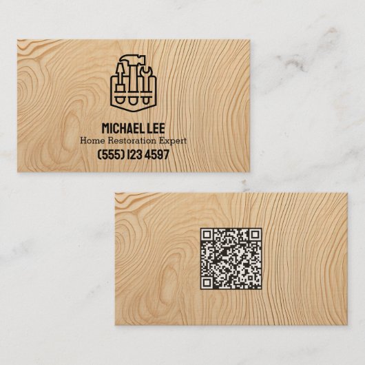 Home Restoration Decking Vcard QR Visitekaartje (Voorkant / Achterkant)