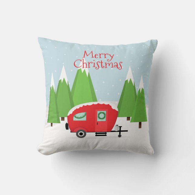 Home Retro Camper kerst Kussen (Voorkant)