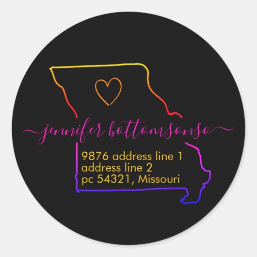 Home Return Address Signature Rainbow Missouri Ronde Sticker (Voorkant)
