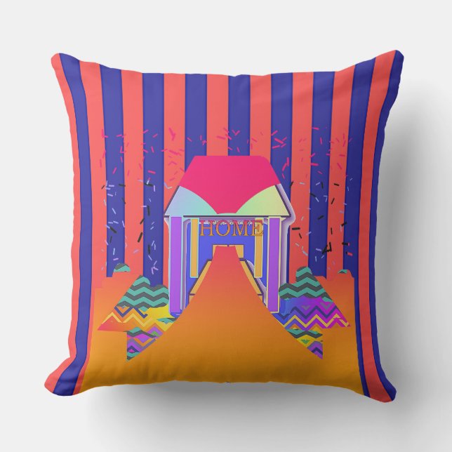 Home Rood Blauw Streep Buitenkussen (Voorkant)