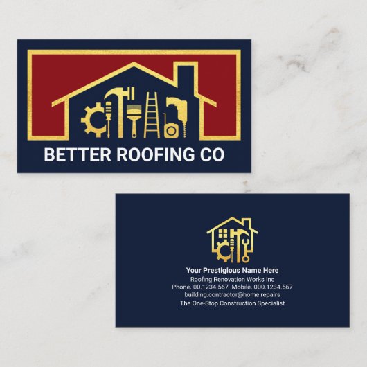 Home Rooftop Reparatie Gereedschap Lijst Visitekaartje (Voorkant / Achterkant)