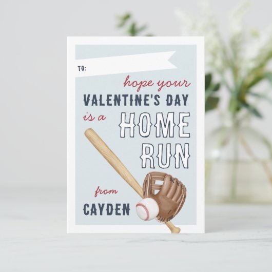 Home Run Baseball Classroom Valentijnsdag Kaart (Staand voorkant)