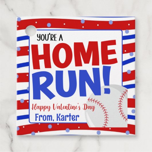 Home run Baseball Valentijn Bedankjes Labels (Voorkant)