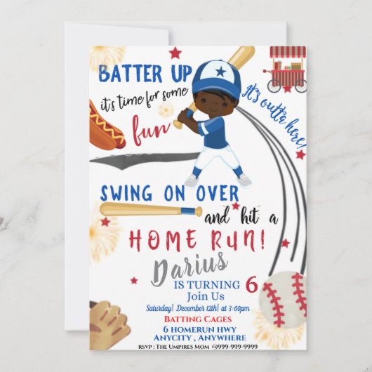Home run Birthday Invitation Kaart (Voorkant)
