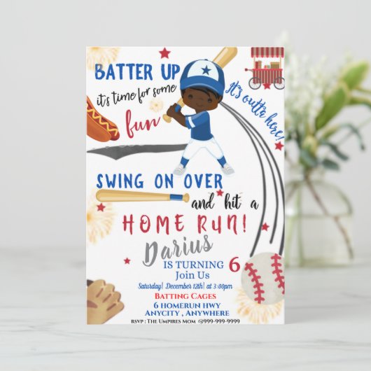 Home run Birthday Invitation Kaart (Staand voorkant)
