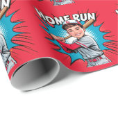 Home Run Boy Baseball Verjaardag Bash Cadeaupapier (Rol Hoek)