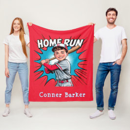 Home Run Boy Baseball Verjaardag Bash Gift Fleece Deken