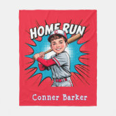 Home Run Boy Baseball Verjaardag Bash Gift Fleece Deken (Voorkant)