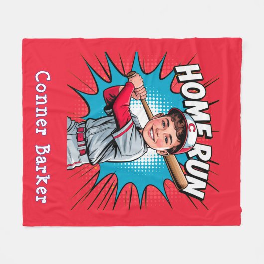 Home Run Boy Baseball Verjaardag Bash Gift Fleece Deken (Voorkant (Horizontaal))