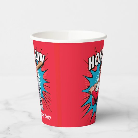 Home Run Boy Baseball Verjaardag Bash Papieren Bekers (Links)