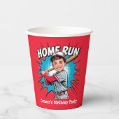 Home Run Boy Baseball Verjaardag Bash Papieren Bekers (Voorkant)