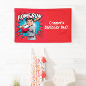 Home Run Boy Honkbal Verjaardagsfeest  Spandoek (Insitu)