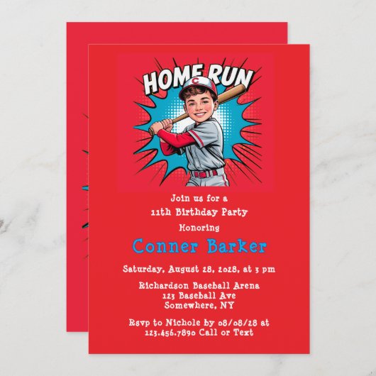 Home Run Boy Verjaardag Bash Kaart (Voorkant / Achterkant)