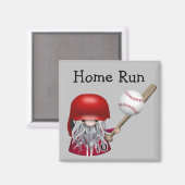 Home run Gnome Baseball Magneet (Voorkant / Achterkant)