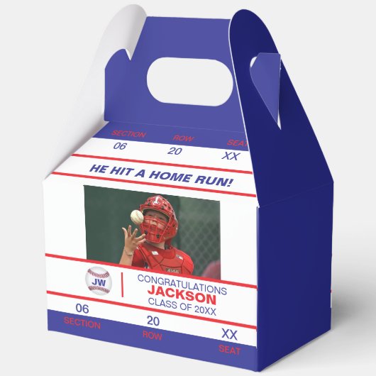 Home Run-honkbal toegangsticket afgestudeerde Bedankdoosjes (Achterkant)