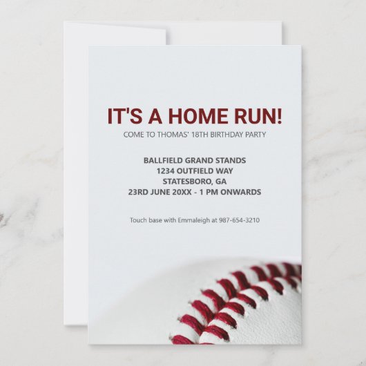 Home Run Honkbal Verjaardag Kaart (Voorkant)