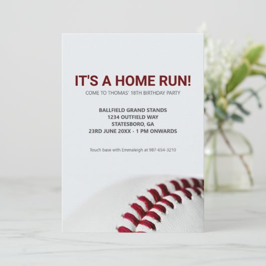 Home Run Honkbal Verjaardag Kaart (Staand voorkant)