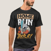 Home run jack it ontwerp honkbalspeler en honkbal t-shirt (Voorkant)