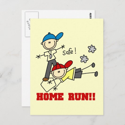 Home Run - jongens Baseball Tshirts en cadeautjes Briefkaart (Voorkant / Achterkant)