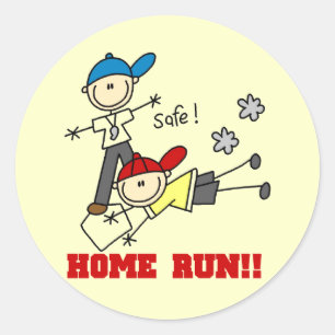Home Run - jongens Baseball Tshirts en cadeautjes Ronde Sticker