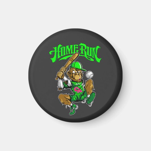 Home Run Monkey Honkbal Magneet (Voorkant)