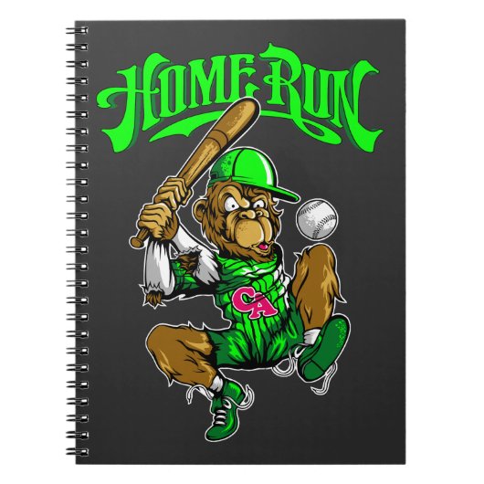 Home Run Monkey Honkbal Notitieboek (Voorkant)