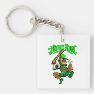 Home Run Monkey Honkbal Sleutelhanger