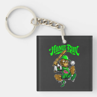 Home Run Monkey Honkbal Sleutelhanger