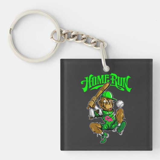 Home Run Monkey Honkbal Sleutelhanger (voorkant)