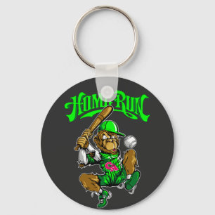 Home Run Monkey Honkbal Sleutelhanger