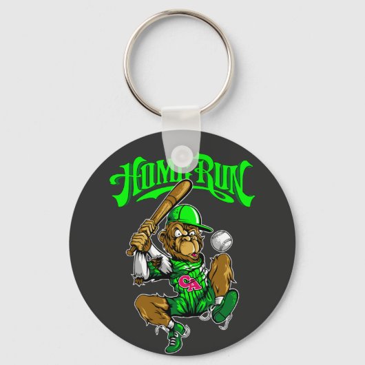 Home Run Monkey Honkbal Sleutelhanger (Voorkant)